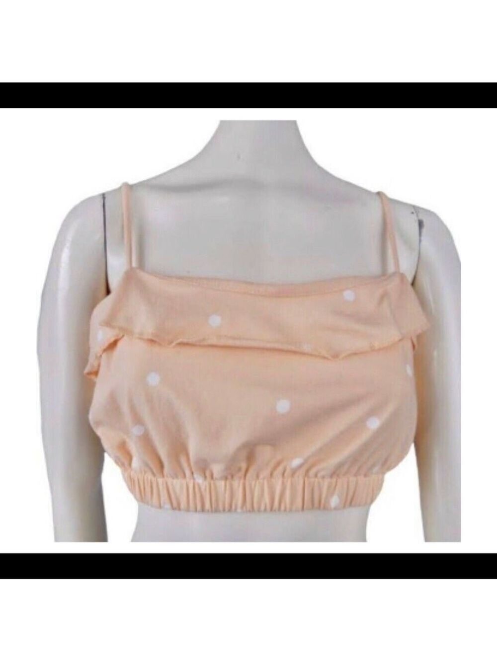 𝅺la Hearts Pacsun peach polka dot crop top sz XS